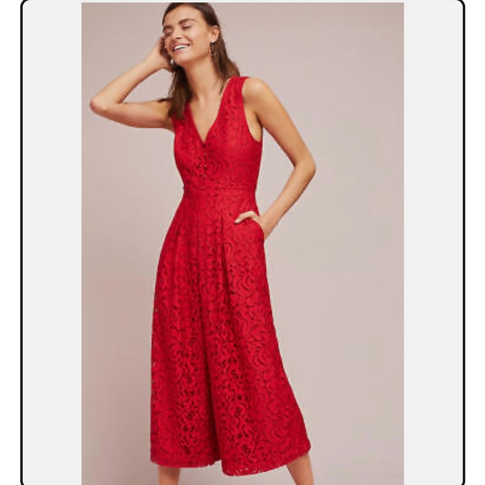 Anthropologie Jaeda Wide Leg Lace Jumpsuit by Moulinette Soeurs
